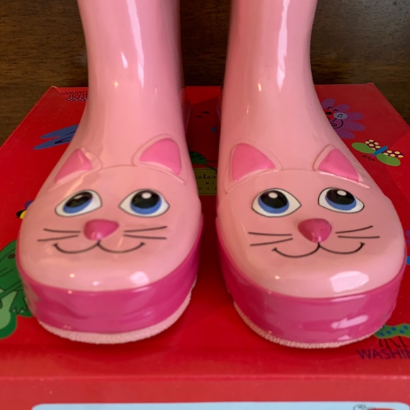 Western Chief NEW Pink Kitty Rain Boots Size 2 - Picture 5 of 12